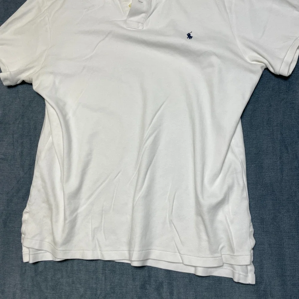 VTG Polo Ralph Lauren Polo Shirt Mens XL White Pony High Low Hem Tennis